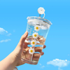 Tasses de boissons en verre imprimées de 450 ml avec des pailles pour les étudiants