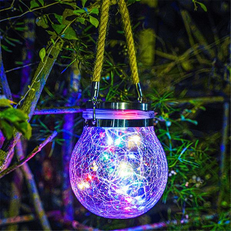 Décoration de Noël ballon rond LED Crack Solar Garden Light 