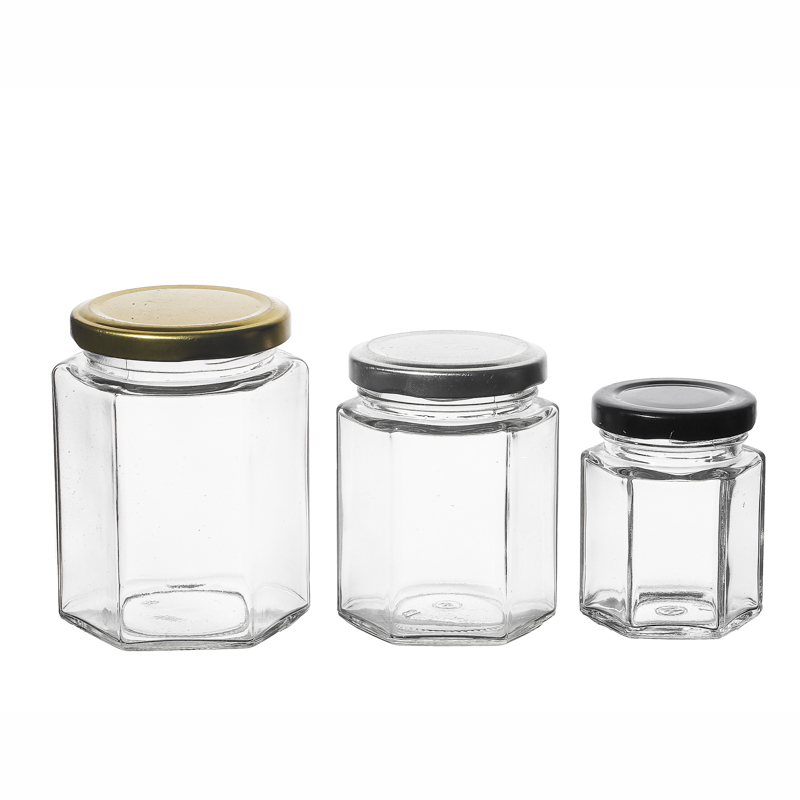 Bonnet Hexagon Verre Honey Jars 380ml 500ml en gros