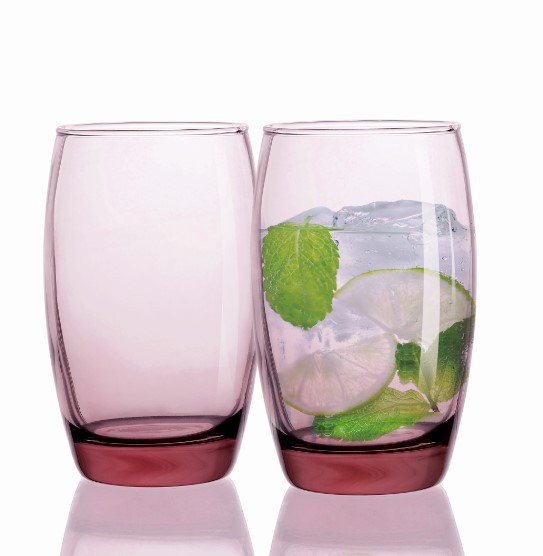 Colore en verre tasses d'eau potable avec logo coupé 310 ml