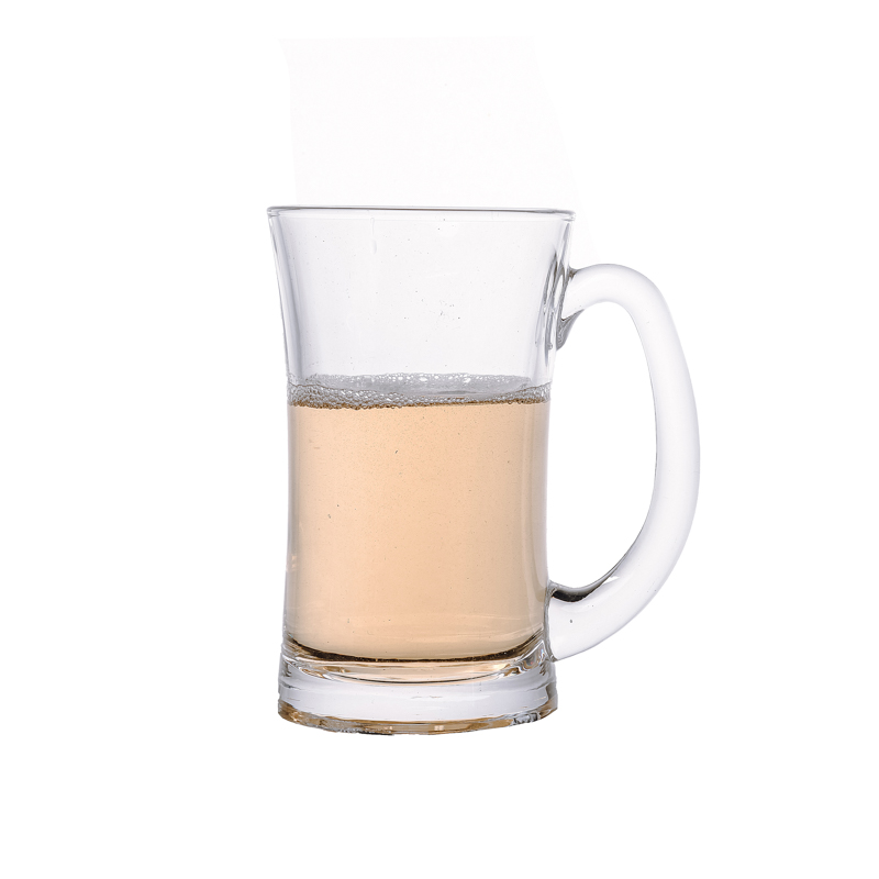Vente chaude 380 ml de tasses en verre nordique à silex avec poignée pour boisson bière