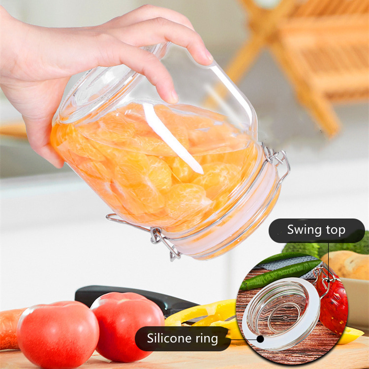 Ustensiles de cuisine en verre 450 ml 750 ml Pots d'emballage alimentaires en verre avec dessus d'étanchéité