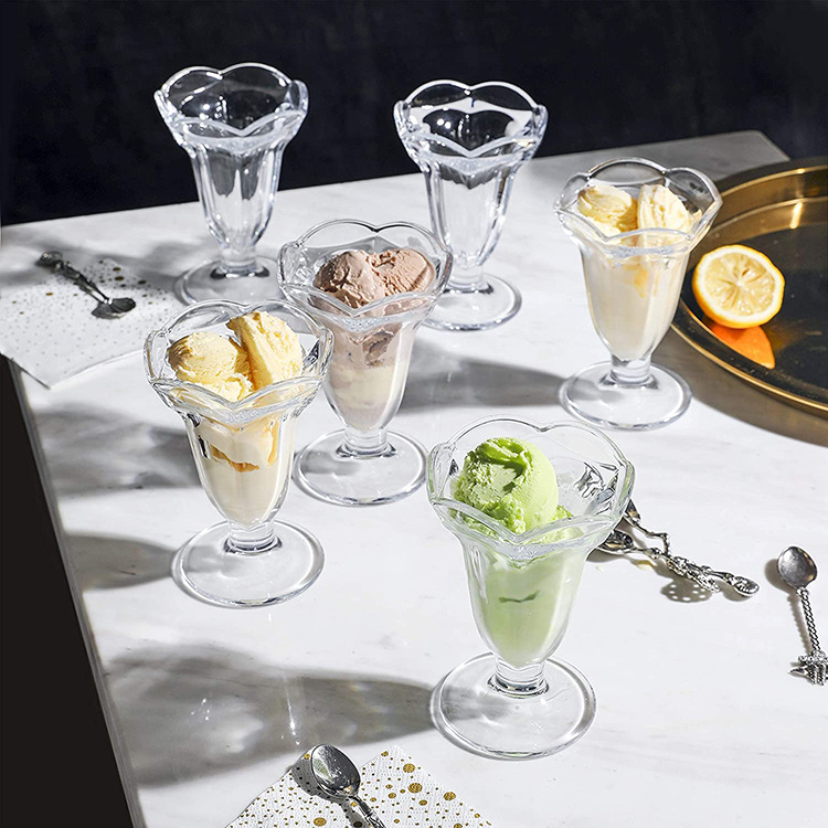 Tasses en verre nordique 6oz pour le restaurant de jus de crème glacée Utilisation