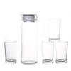 Tasses d'eau en verre de 220 ml avec une bouteille d'eau claire de 1100 ml pour la famille