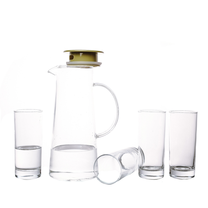 1300 ml Pitcheur en verre réutilisable naturel avec tasses