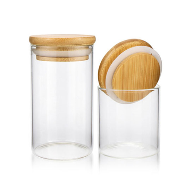 Différentes tailles transparence en verre de transparence élevée avec couvercle en bambou