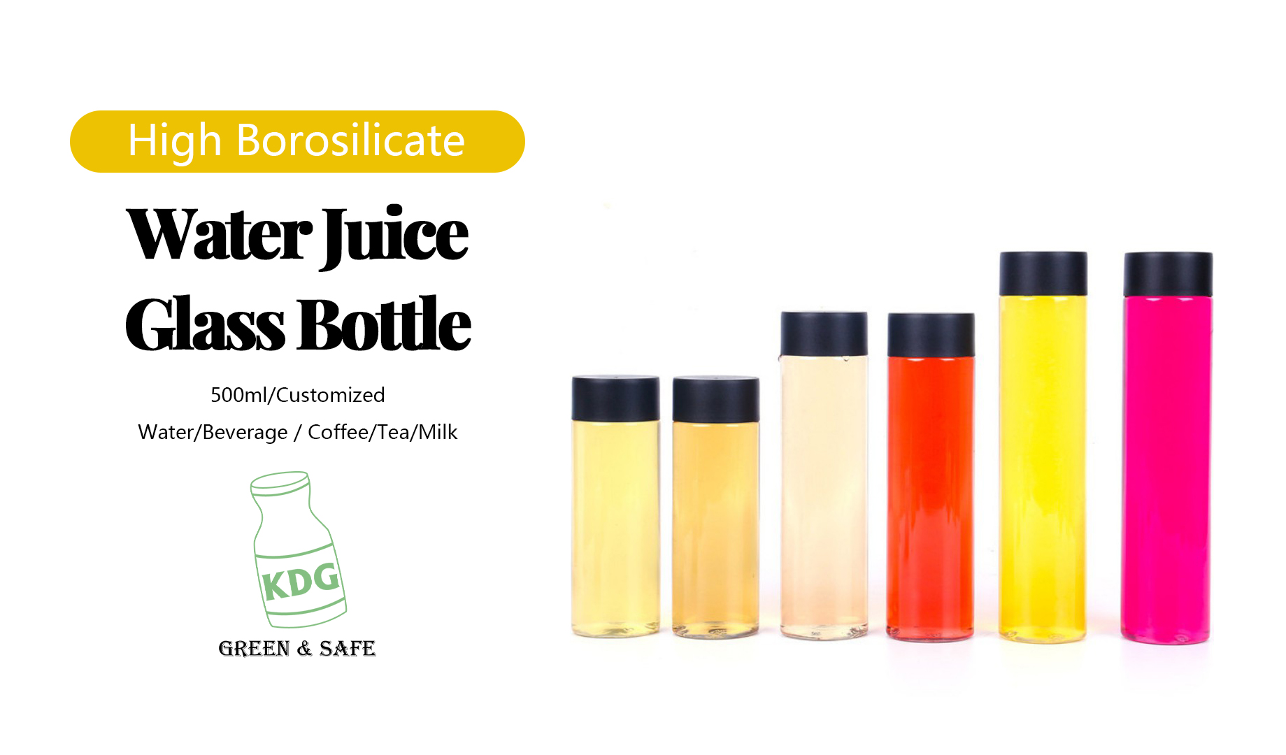 Bouteille d'eau en verre borosilicate haute