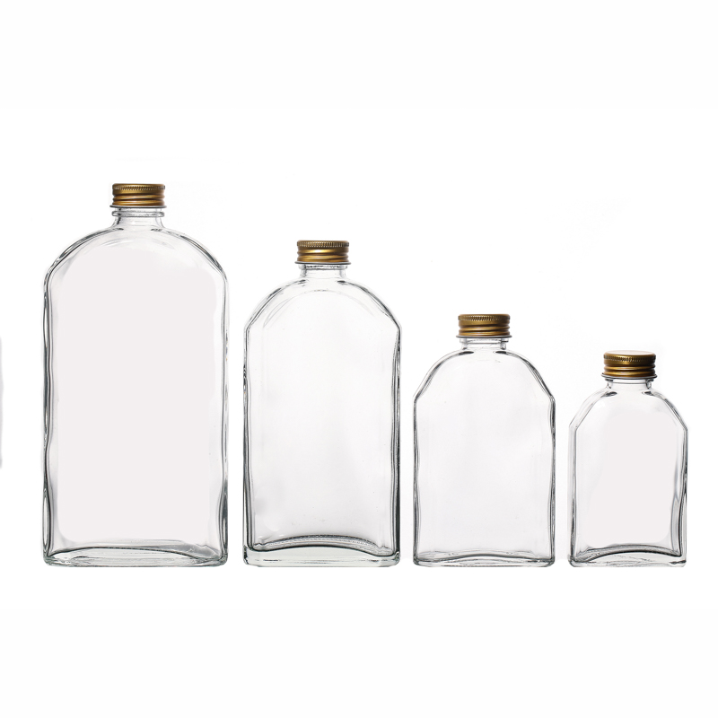 Bouteilles à boire en verre portables à emporter de forme plate 200 ml 250 ml