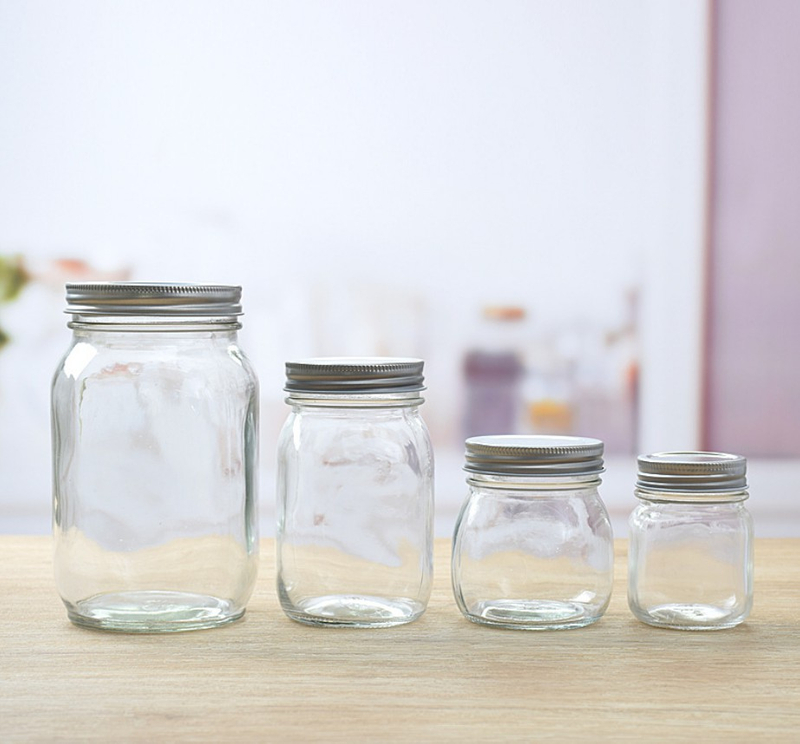 Packaging en verre de verre mason carré pots de rangement alimentaires