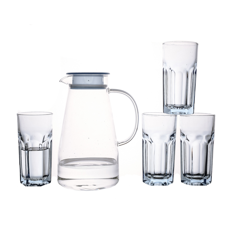 1800 ml de bouilloire d'eau en verre avec petit ensemble de tasses de 320 ml